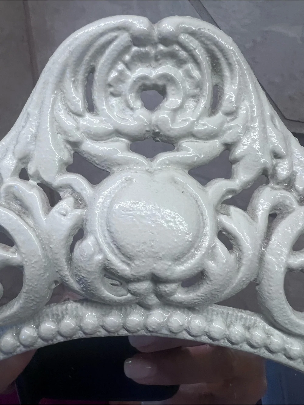 Vintage JM29 Victorian Round Ornate Cast Iron Vanity Standing Mirror